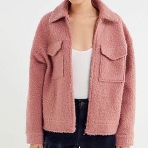 Urban Outfitters Women's Pink Teddy Jacket - XS